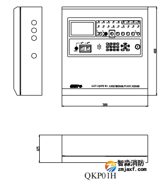 海灣GST-QKP01H、 GST-QKP02H、 GST-QKP04H 型氣體滅火控制器/火災報警控制器示意圖