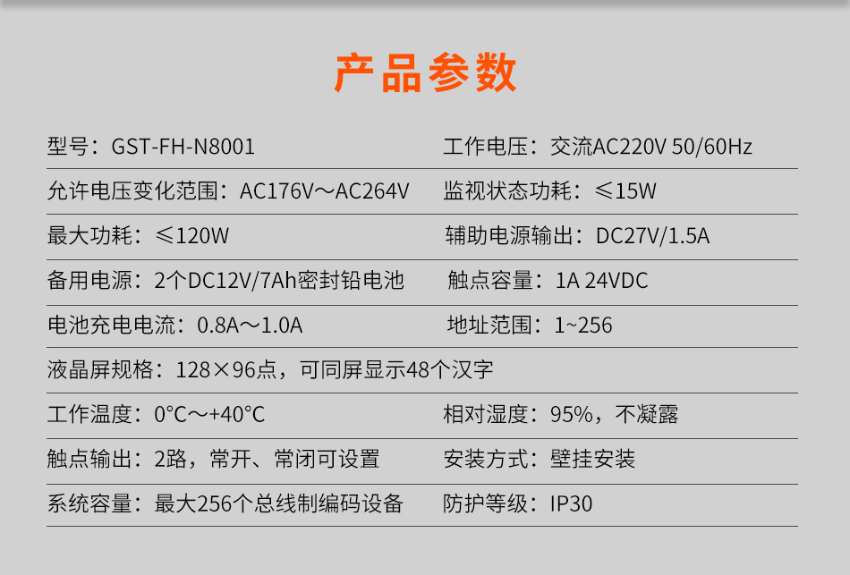 GST-FH-N8001防火門監控主機產品參數